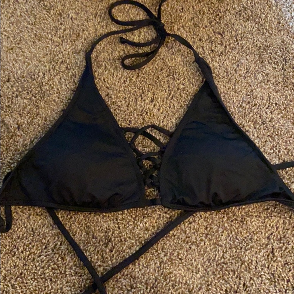 Black Bikini Top Laced down the middle